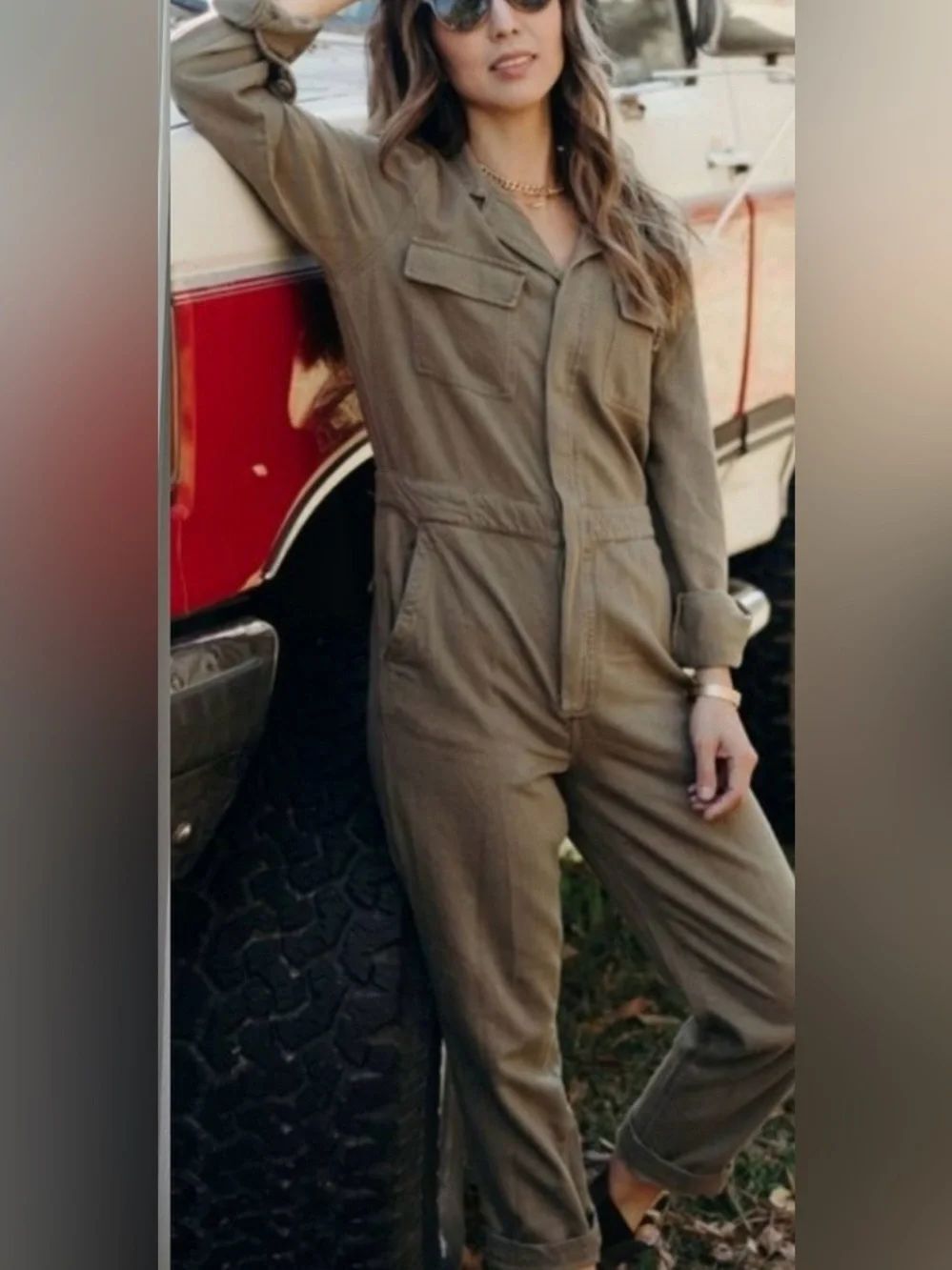 Carly Jean Los Angeles CJLA Charlie Olive Green Jumpsuit Women’s Small